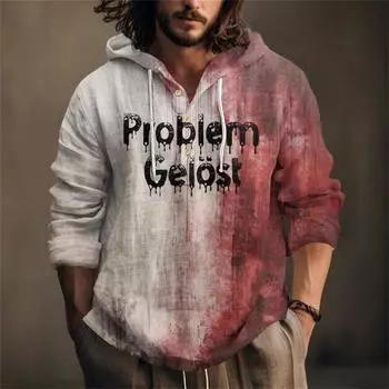 Мужская рубашка с принтом на Хэллоуин, с капюшоном, с длинным рукавом, повседневная для весны и лета XL винный