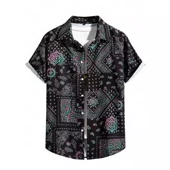 Мужская рубашка с принтом пейсли и пэчворком без футболки S