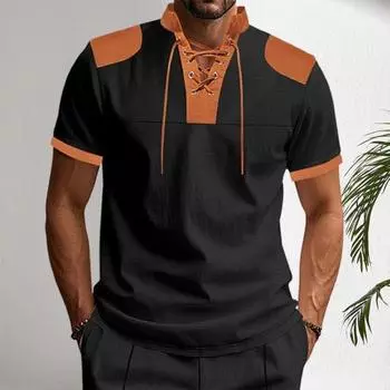 Мужская рубашка с V-образным вырезом на бретелях, цветная футболка с коротким рукавом в вафельную клетку, повседневная летняя футболка для повседневной вечеринки, офиса, путешествий M белый