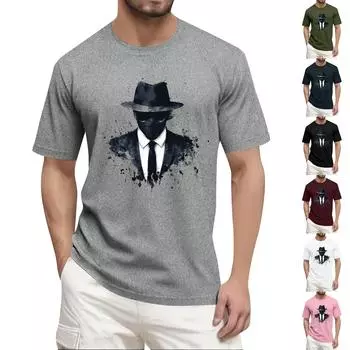 Мужская рубашка с воротником-стойкой и коротким рукавом, свободная рубашка для отдыха и отдыха, мужская M чёрный