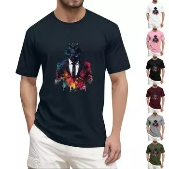 Мужская рубашка с воротником-стойкой и коротким рукавом, свободная рубашка для отдыха и отдыха, мужская M