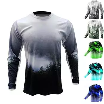 Мужская рубашка с защитой от ультрафиолета, топ с одним воротом для верховой езды, футболки с изображением природных пейзажей, мужская рубашка с длинным рукавом высокого качества для рыбалки S