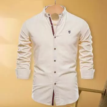 Мужская рубашка Slim Fit из смеси хлопка с длинными рукавами, стильные дышащие и легкие в уходе летние осенние мужские рубашки L серый