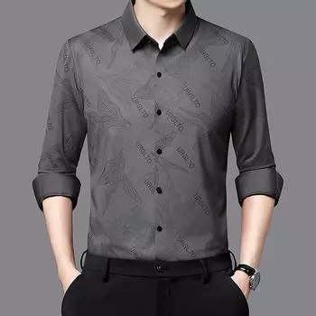 Мужская рубашка среднего возраста, деловая повседневная клетчатая рубашка с длинным рукавом, весна и осень, новая простая модная мужская тонкая рубашка M