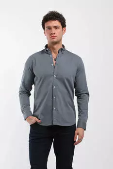 Мужская рубашка стандартного кроя с длинным рукавом дымчатая