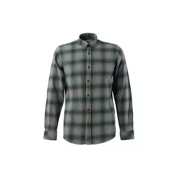 Мужская рубашка в клетку без карманов серо-зеленая