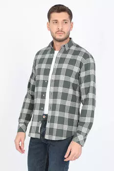 Мужская рубашка в клетку цвета хаки