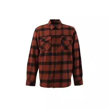 Мужская рубашка в клетку с карманами, коричневая/черная