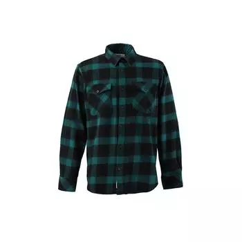 Мужская рубашка в клетку с карманами, зеленая/черная