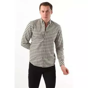 Мужская рубашка в маленькую клетку Камень/Черный