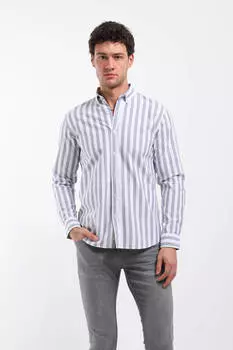 Мужская рубашка в однотонную полоску дымчатая