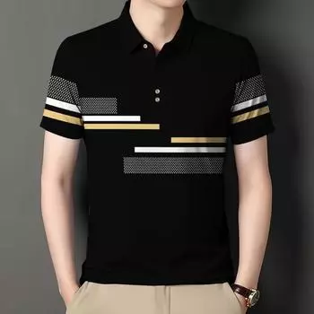 Мужская рубашка в полоску, повседневная деловая рубашка поло, повседневные уличные топы, простая однотонная рубашка с коротким рукавом, летняя рубашка с отложным воротником, дышащая рубашка S