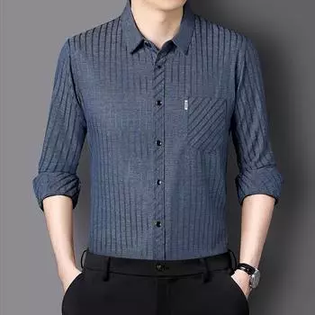 Мужская рубашка в полоску с длинным рукавом M