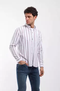 Мужская рубашка в прямую полоску с длинным рукавом плитка