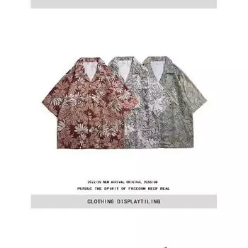 Мужская рубашка в стиле ретро, мужской летний наряд, студенческий свободный крой, нишевый дизайн, повседневный мужской топ, верхняя одежда, пляжный топ M красный