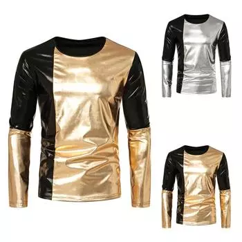 Мужская рубашка в стиле ретро с принтом и длинными рукавами M серебряный