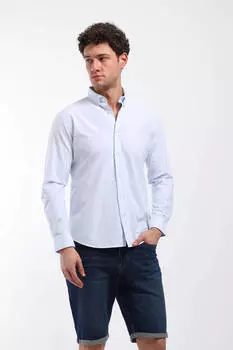 Мужская рубашка в тонкую полоску синяя