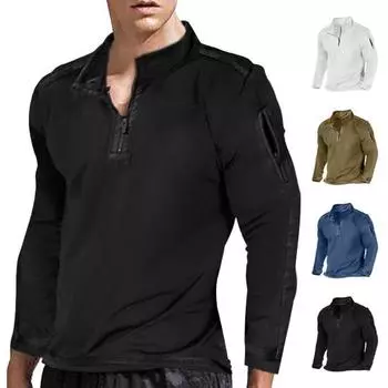 Мужская рубашка весна-осень на молнии с отложным воротником, свободная, с длинными рукавами, средней длины, чистый цвет M белый