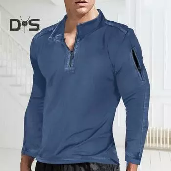 Мужская рубашка весна-осень на молнии с отложным воротником, свободный топ с длинными рукавами и средней длиной, однотонный пуловер для спорта, фитнеса, повседневной носки, толстовка M белый