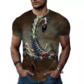 Мужская рубашка, винтажные футболки с изображением животных для мужчин, 3D-принт льва и тигра, большой размер, короткий рукав, 6xl, верхняя футболка, мужская футболка с изображением животных XXS