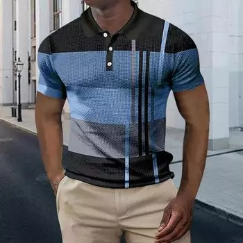 Мужская рубашка Yousheng свободного кроя с цветными блоками, отложным воротником на пуговицах, короткими рукавами, пуловер средней длины, повседневный винтажный топ M фиолетовый