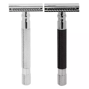 Мужская ручная бритва старого стиля с алмазной текстурой, сплав с двойной безопасностью для мужчин Silver