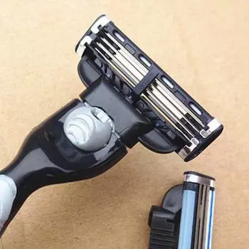 Мужская ручная бритва, трехслойная бритва для бритья, 1 ручка, 4 лезвия, мужской нож для бороды, бритва, мужской инструмент для бритья серый