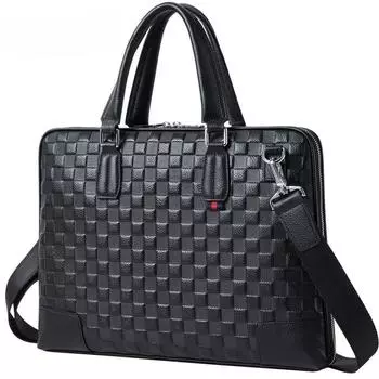 Мужская ручная деловая сумка из натуральной кожи с перекрестным ремешком на одно плечо из коровьей кожи для мужчин чёрный