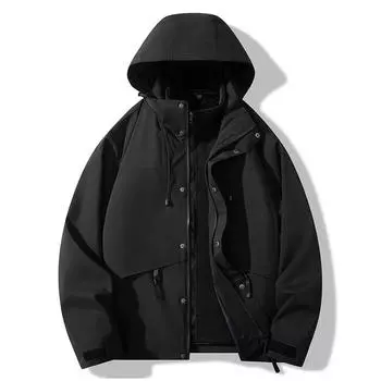 Мужская съемная куртка 3-в-1 с защитой от шторма, новое осенне-зимнее пальто для пары на открытом воздухе S оранжевый