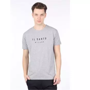 Мужская серая футболка с круглым вырезом