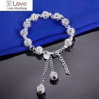 Мужская серебряная цепочка 925 пробы с полыми 10 мм шариками, браслетами, бусинами, вечеринками, ретро-ювелирными изделиями, аксессуарами для женщин, подарками