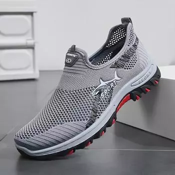 Мужская сетчатая обувь, легкие удобные мужские кроссовки, туфли без шнуровки на плоской подошве, лоферы 47 чёрный