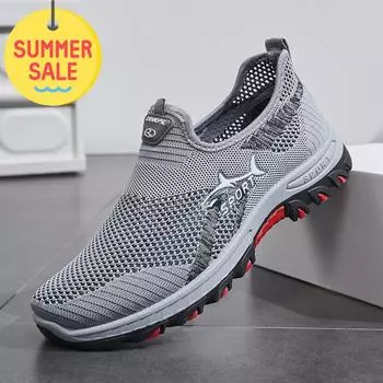 Мужская сетчатая обувь, легкие удобные мужские кроссовки, туфли без шнуровки на плоской подошве, лоферы 39 серый