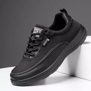 Мужская сетчатая повседневная обувь, летние новые черные мужские туфли на платформе, легкая спортивная обувь с мягкой подошвой для мужчин Zapatillas Hombre 39