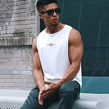 Мужская сетчатая рубашка Muscleguys, одежда для фитнеса, спортивная рубашка без рукавов, мужская майка-стрингер для тренажерного зала, майка для бодибилдинга XXL белый