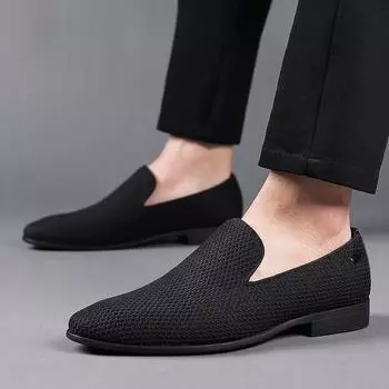Мужская сетчатая ткань Concise Shoes Мужские деловые туфли с острым носком в клетку черные туфли дышащие формальные свадебные туфли мужские Zapatos Hombre 7 чёрный