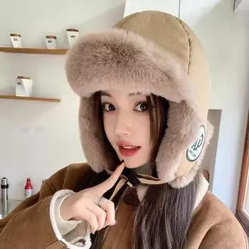 Мужская шапка Lei Feng 2024 года, осенне-зимняя, для езды на электромобиле, утолщенная, теплая, для защиты ушей, лыжная, ветрозащитная, пилотная шапка женская M (56-58cm) letter mark A Lei Feng hat серый