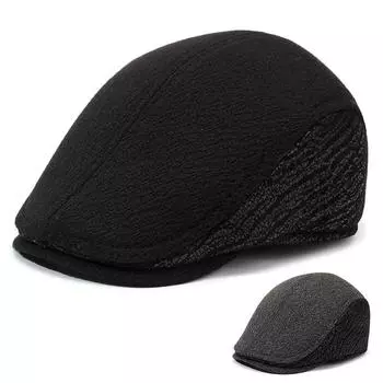 Мужская шапка, папа, шапка, осень-зима, шерстяная, защитная шапка для ушей, берет для людей среднего и пожилого возраста, теплая, с завязанными вперед шапками серый