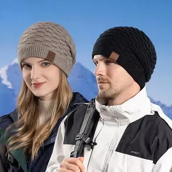 Мужская шапка-ушанка для защиты от холода, зимняя, с флисовой подкладкой, шерстяная, теплая, вязаная шапка average size серый