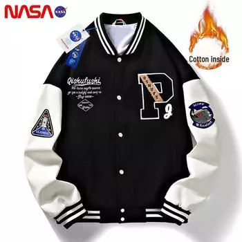 Мужская шерстяная бейсбольная куртка NASA с вышивкой — модное осеннее пальто для пар 5xl зелёный