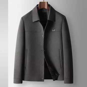 Мужская шерстяная куртка осень и зима Инструментальная молодежная деловая разгрузочная куртка с пуховой подкладкой Двусторонняя шерстяная короткая куртка 170 чёрный
