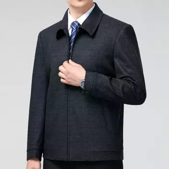 Мужская шерстяная куртка осень-зима для среднего и пожилого возраста, повседневная, с лацканами, не требующая глажки, свободная шерстяная куртка в клетку для папы, куртка 170