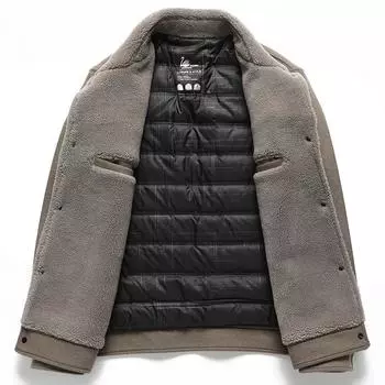 Мужская шерстяная куртка осень-зима, новая версия с лацканами, белая утиная пуховая подкладка, теплая деловая повседневная куртка Tide 170 чёрный