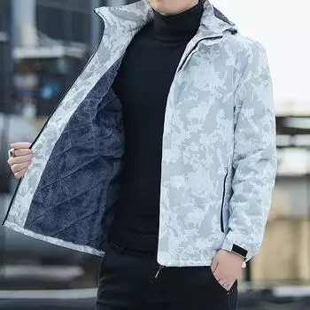 Мужская шерстяная куртка с капюшоном в стиле милитари, водонепроницаемая, толстая, теплая, повседневная одежда M чёрный