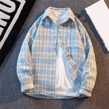 Мужская шерстяная куртка с лацканами, длинный рукав, клетчатый узор, однобортное пальто с нагрудным карманом, свободный крой, куртка, пальто M красный