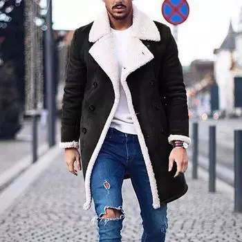 Мужская шерстяная куртка, теплый зимний тренч, длинная верхняя одежда на пуговицах, элегантное пальто, пальто M