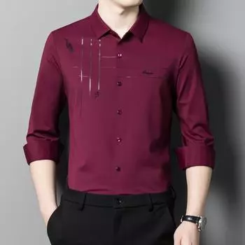 Мужская шерстяная рубашка с полосатым лацканом, весна и осень, новый темперамент, щедрый, красивый, с длинными рукавами, с принтом, деловая рубашка Tide 105