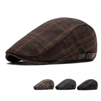Мужская шерстяная теплая берет осень-зима винтажная кепка-газета для мальчика хаки