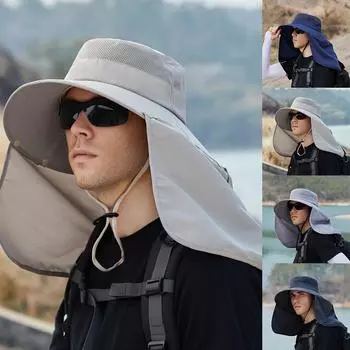 Мужская шляпа для рыбалки, походная шея, защита от солнца на открытом воздухе темно-синий