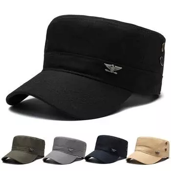 Мужская шляпа Four Seasons Flat Top Hat Outdoor Sun Hat Cotton Breathable Adjustable Cap чёрный